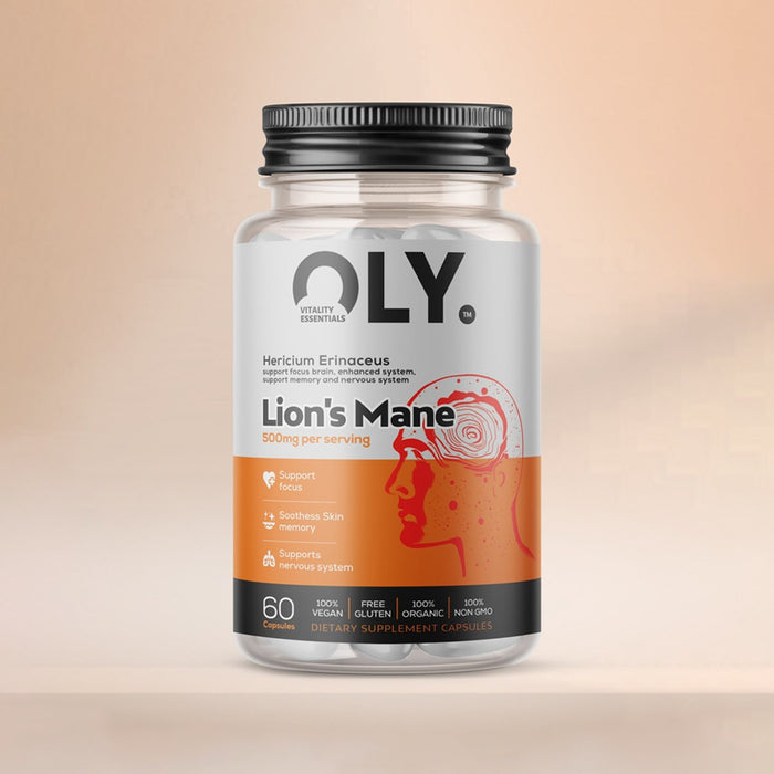 OLY Lion's Mane 500mg – maisto papildas, 60 kapsulių