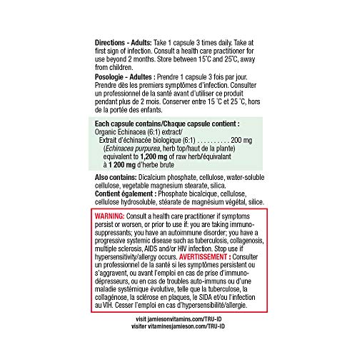 31000312 Jamieson Organic Echinacea 1,200 mg, 120 ct 2564_NFP