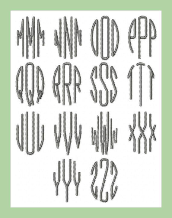 Oval 3 Letter Monogram Font -comes in 2.5 and 3 inch Sizes with 3 frames