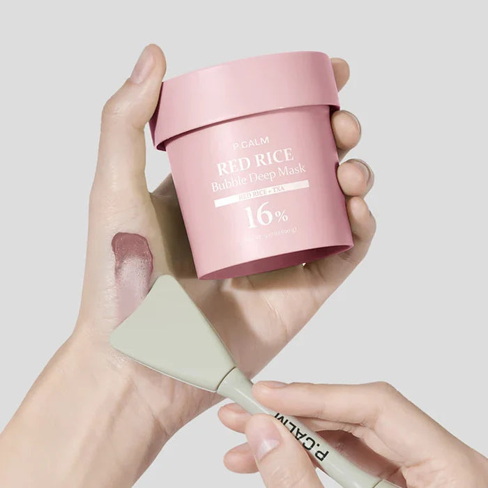 P CALM  Red Rice Bubble Deep Mask 16% Red Rice + Txa قناع الفقاعات للتنظيف العميق من بي كالم