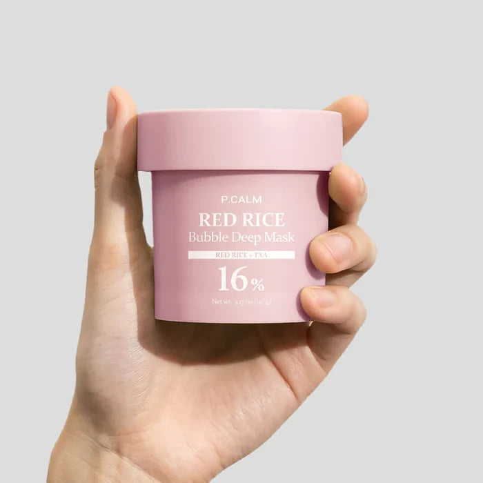 P CALM  Red Rice Bubble Deep Mask 16% Red Rice + Txa قناع الفقاعات للتنظيف العميق من بي كالم