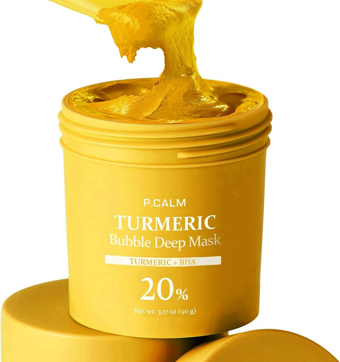 P CALM  Turmeric Bubble Deep Mask 20% Turmeric + BHA قناع الفقاعات للتنظيف العميق من بي كالم