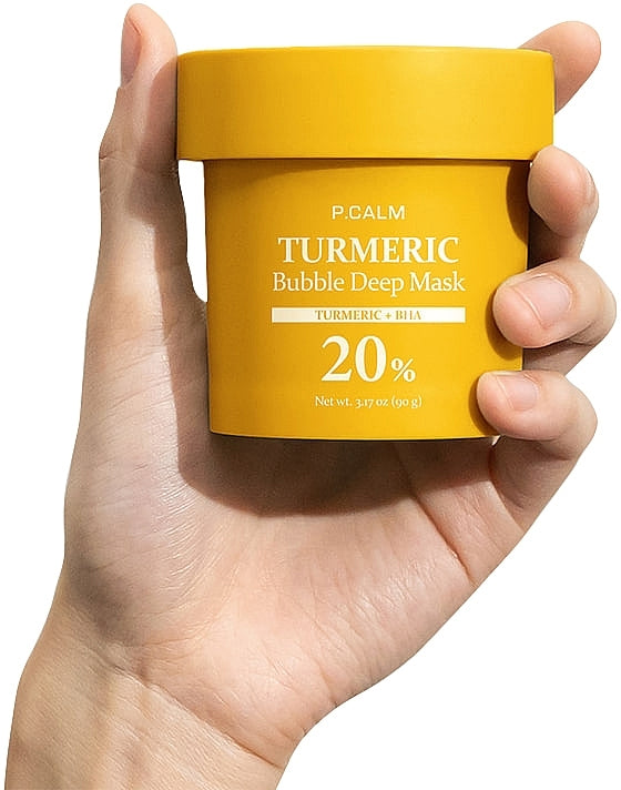 P CALM  Turmeric Bubble Deep Mask 20% Turmeric + BHA قناع الفقاعات للتنظيف العميق من بي كالم