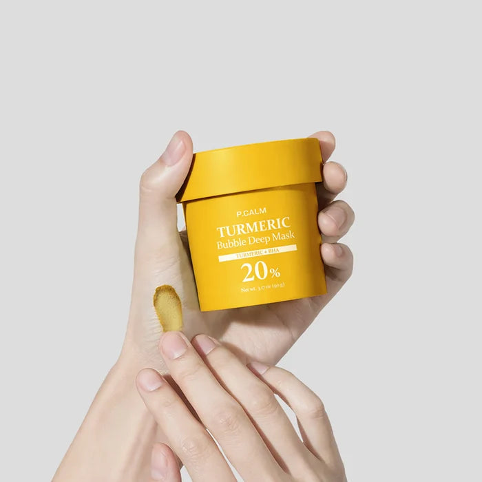 P CALM  Turmeric Bubble Deep Mask 20% Turmeric + BHA قناع الفقاعات للتنظيف العميق من بي كالم