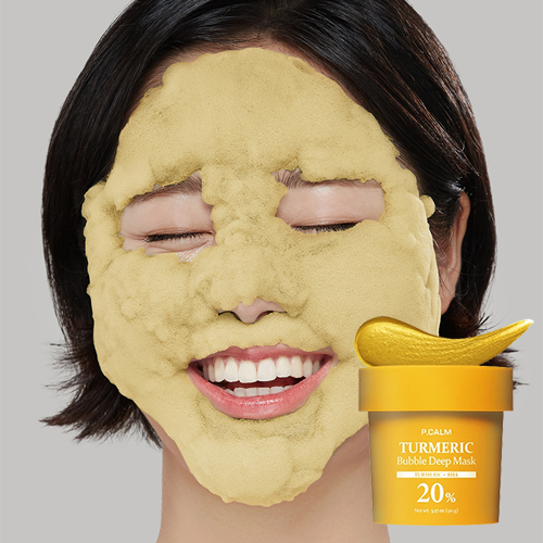 P CALM  Turmeric Bubble Deep Mask 20% Turmeric + BHA قناع الفقاعات للتنظيف العميق من بي كالم