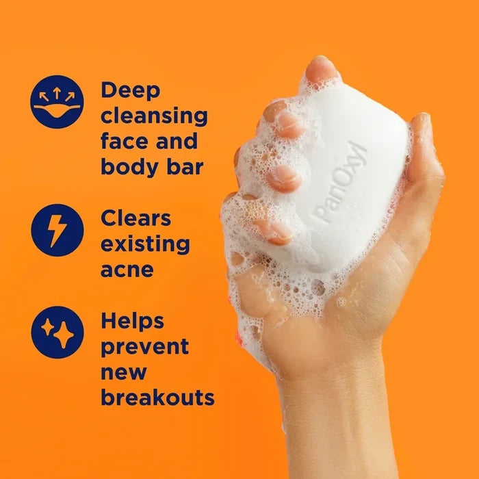 PANOXYL Acne Treatment Bar For Face & Body 10% Benzoyl Peroxide Maximum Strength صابونة علاج الحبوب بنزويل بروكسيد من بانوكسيل