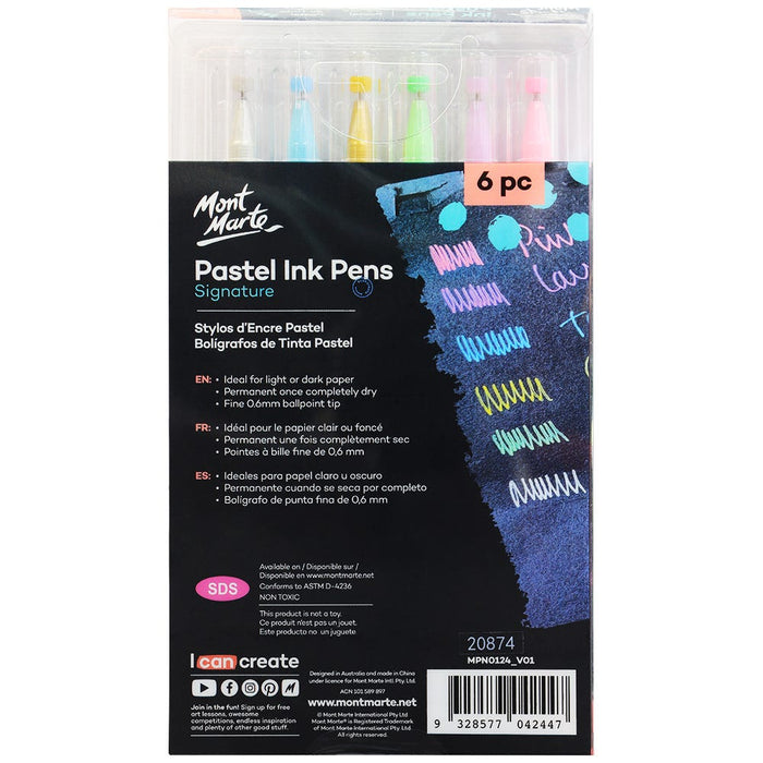 Pastel Ink Pens Fine Tip Signature 6pc