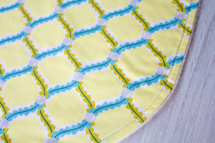 Pearl Bib-The Blue Peony-Category_Bib,Color_Aqua,Color_Yellow,Department_Organic Baby,Material_Organic Cotton,Theme_Water Life