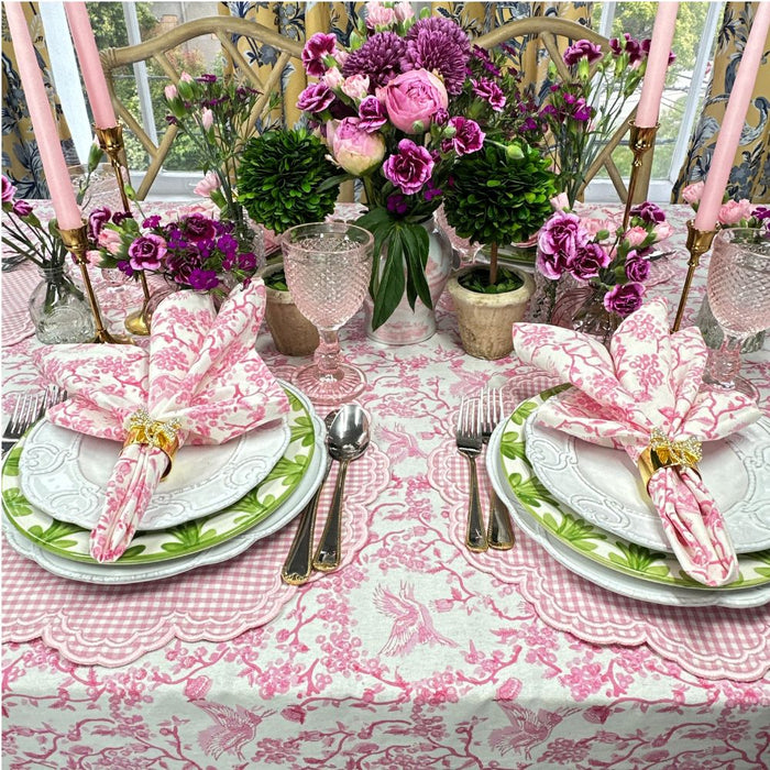 Pink Toile de Jouy Birds - Tablecloth