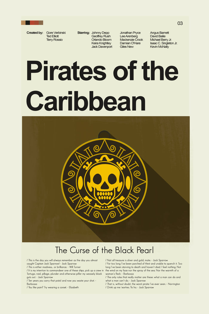 Pirates of the Caribbean Inspired Mid-Century Modern Print | 12"x18" or 18"x24" Print only