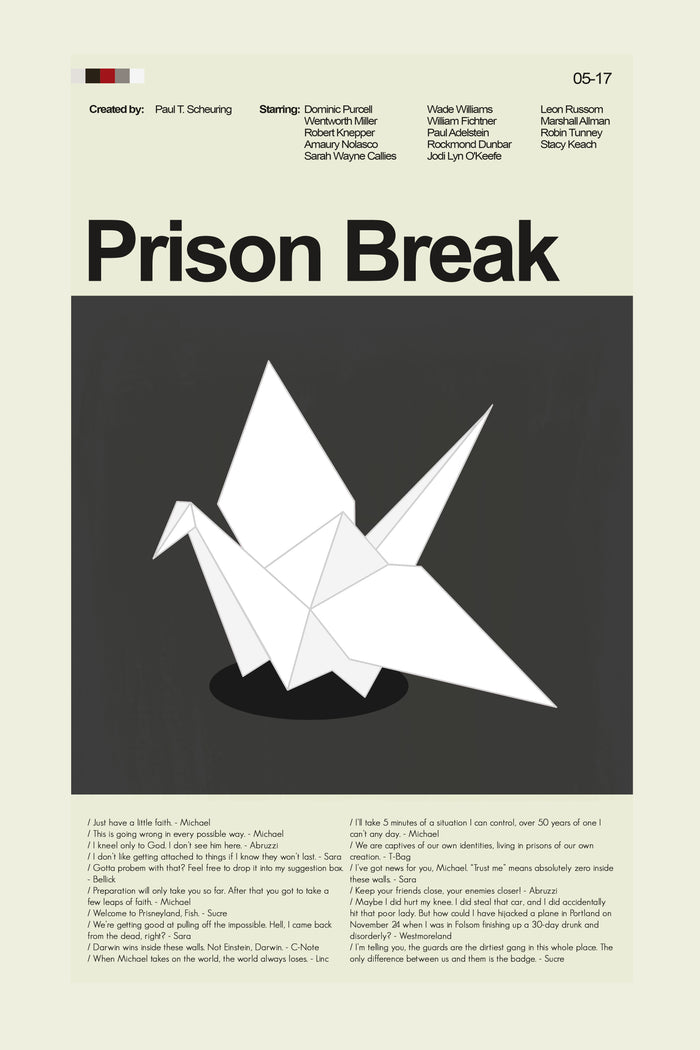 Prison Break - Origami Crane  | 12"x18" or 18"x24" Print only