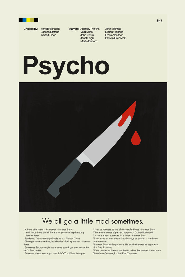 Psycho Inspired Mid-Century Modern Print | 12"x18" or 18"x24" Print only