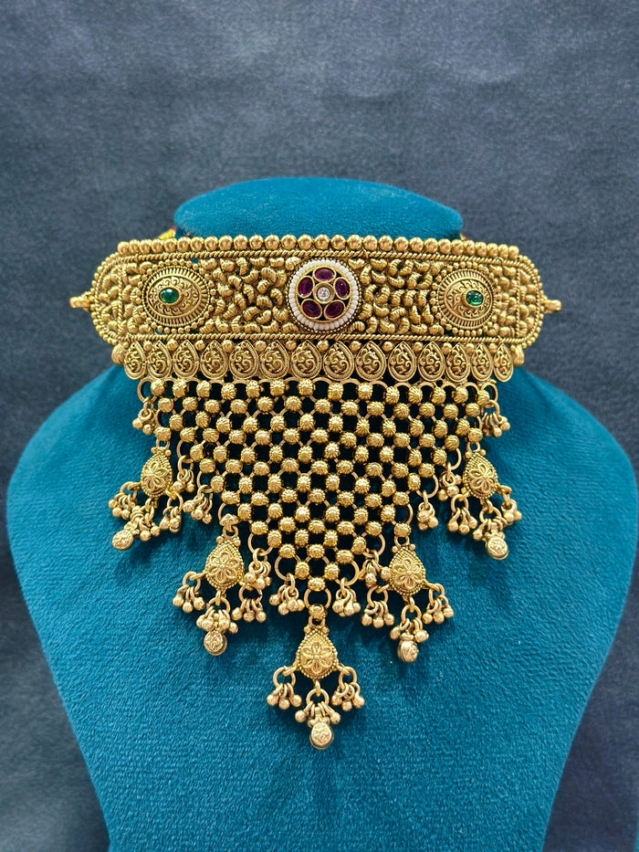 Rajwadi Bridal Choker Necklace Set NS00021