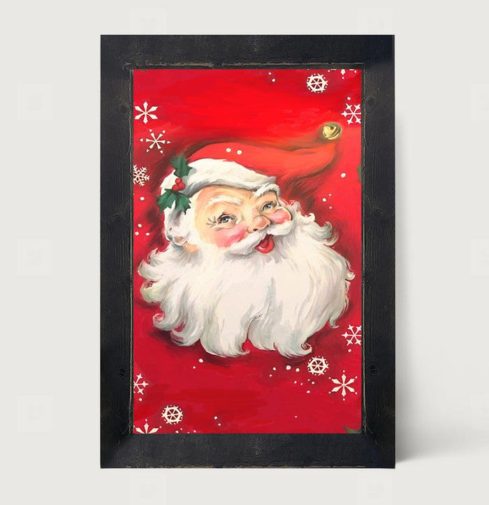 Red Santa with snowflakes - Framed art