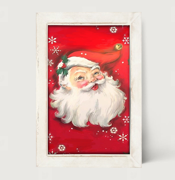 Red Santa with snowflakes - Framed art