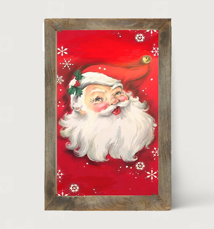 Red Santa with snowflakes - Framed art