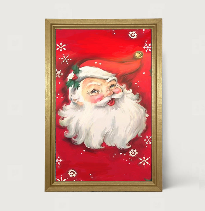 Red Santa with snowflakes - Framed art