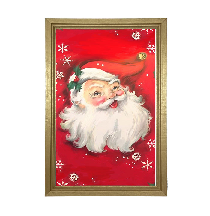 Red Santa with snowflakes - Framed art