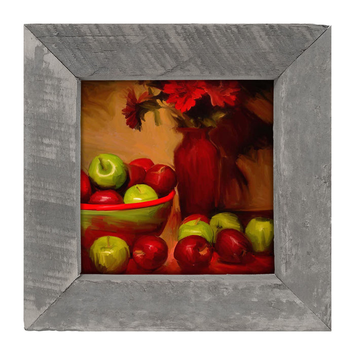 Red Vase with Green Apples - Framed art