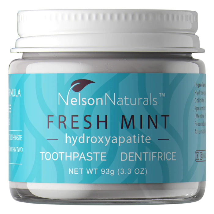 Jar of Nelson's Naturals Remineralizing Toothpaste w/ Hydroxyapatite Fresh Mint 93g
