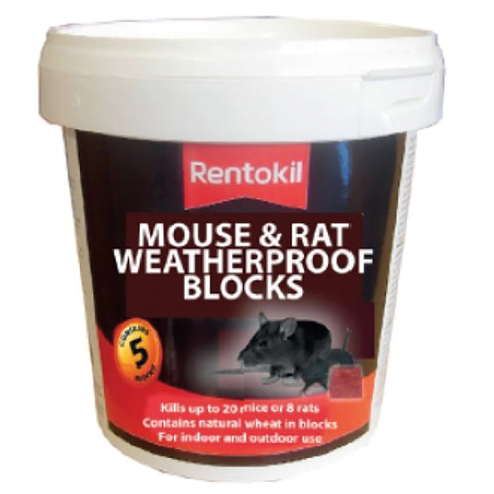 Rentokil Mouse & Rat Weatherproof Blocks - 5 Pack