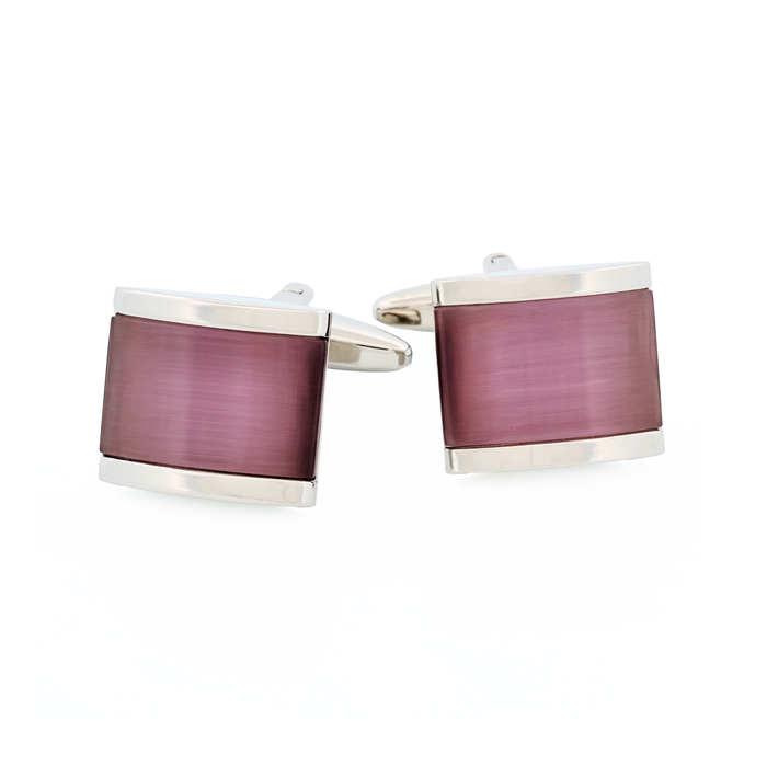 Rhodium Lilac Cat's Eye Cufflinks