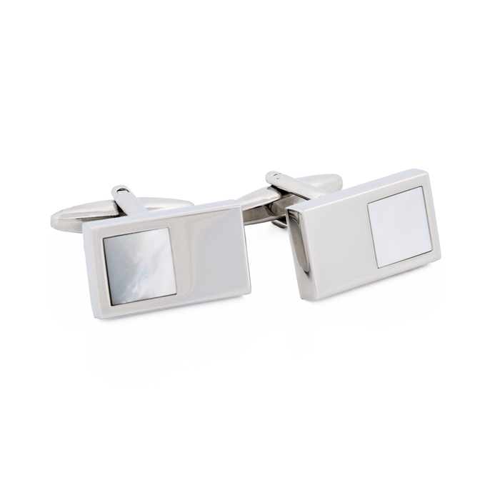 Rhodium Mother Of Pearl Cufflinks