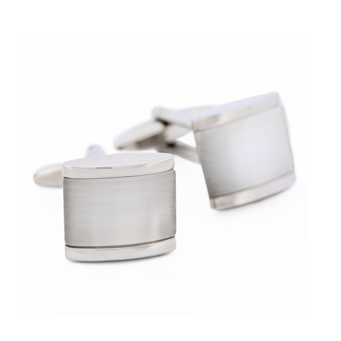 Rhodium White Cat's Eye Cufflinks