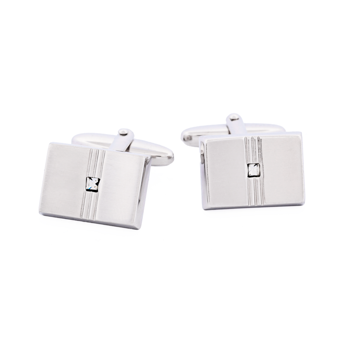 Rhodium/Crystal Cufflinks