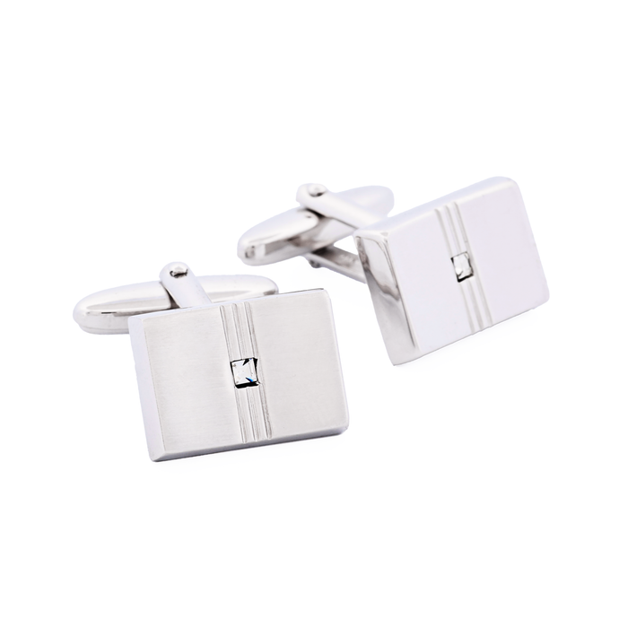 Rhodium/Crystal Cufflinks