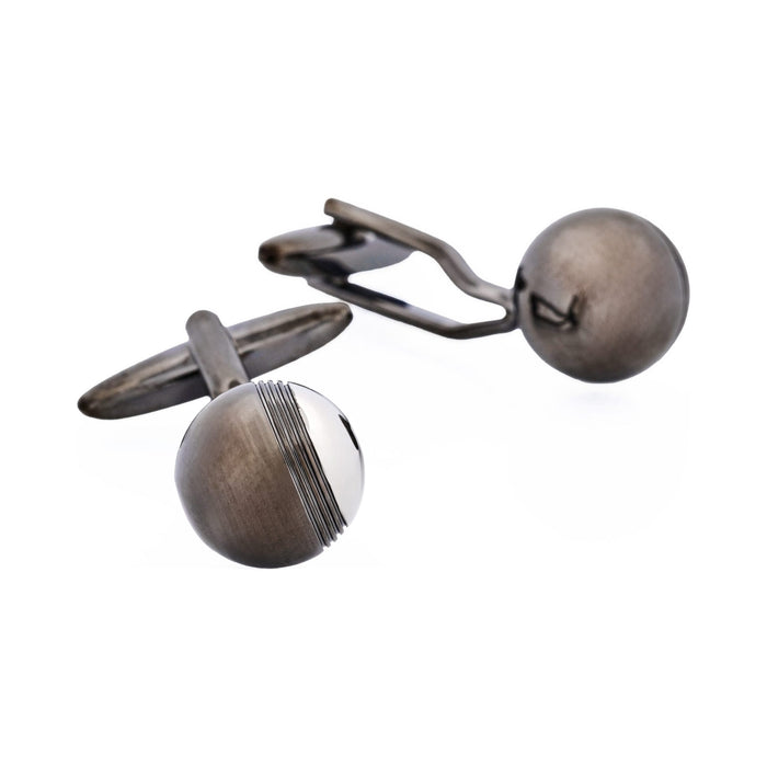 Rhodium/Gun Metal Bowls Ball Cufflinks