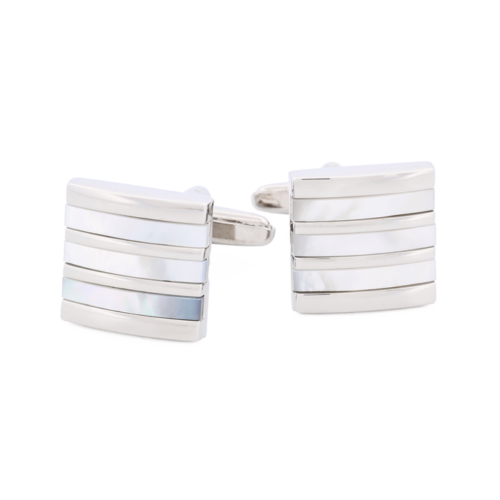 Rhodium/Mother Of Pearl Cufflinks
