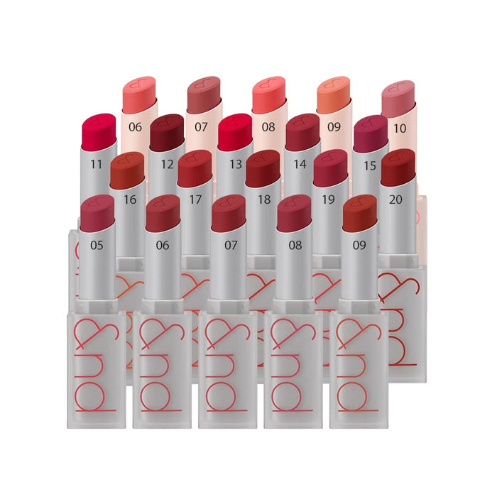 ROMAND Zero Matte Lipstick Renewed delivers intense color with a smooth, matte finish. Formulated with hydrating ingredients like Sodium Hyaluronate and Cotton Seed Extract, this lipstick glides on effortlessly, providing a comfortable, non-drying feel. The lightweight formula includes a blend of silicone and wax for long-lasting wear, while the vibrant pigments ensure rich, bold color. Perfect for those seeking a soft, matte look that lasts all day without sacrificing moisture.