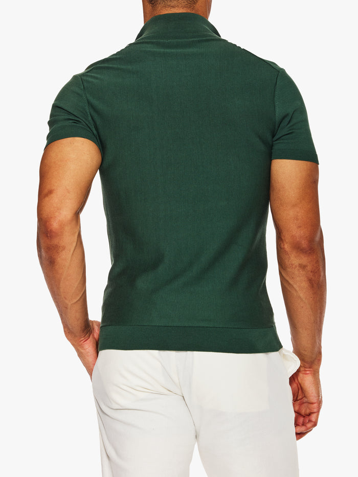 Ron Dorff Cotton-Silk Zip Collar Polo W. Stripes