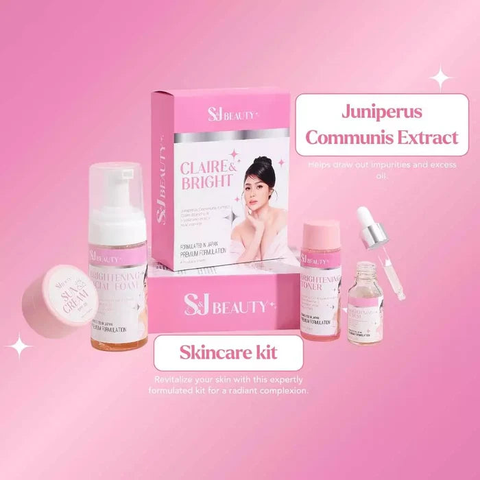 S&J Beauty Claire & Bright Set – Juniperus Communis Extract & Niacinamide Hydrating Skincare Kit