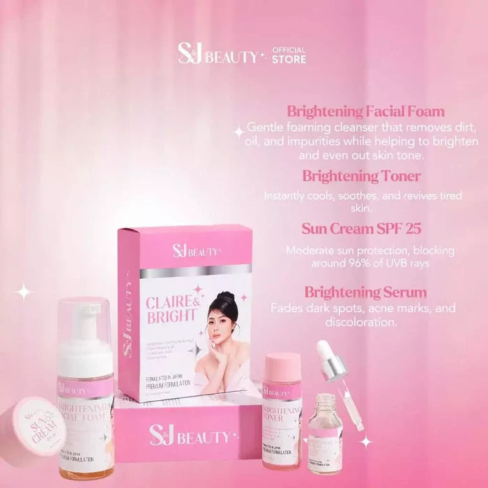 S&J Beauty Claire & Bright Set – Juniperus Communis Extract & Niacinamide Hydrating Skincare Kit