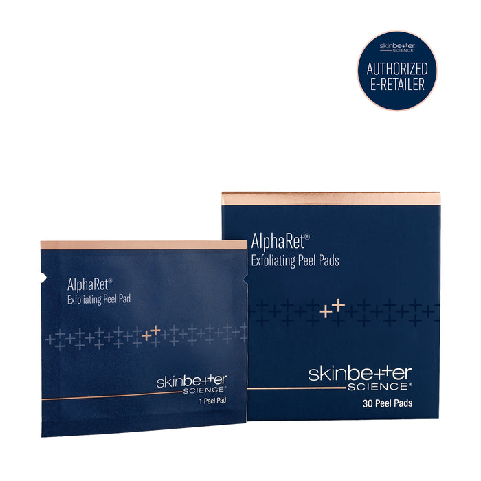 skinbetter AlphaRet Exfoliating Peel Pads packaging, 1 and 30 peel pads