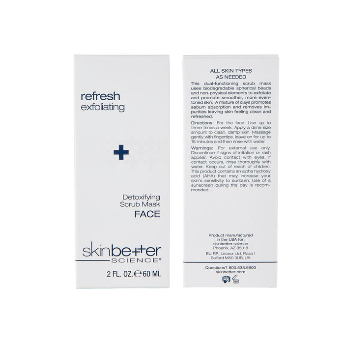 skinbetter Detoxifying Scrub Mask 60 mL box with refresh exfoliating packaging