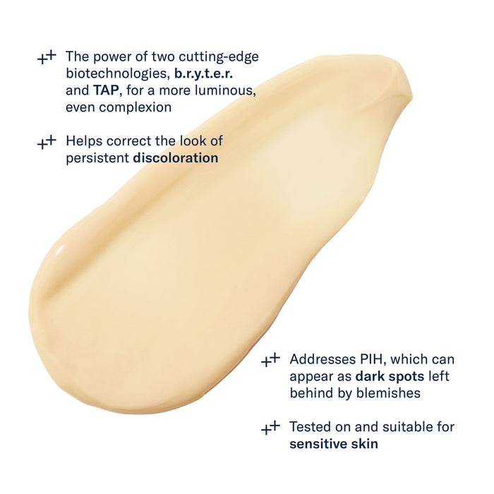 Cream serum texture with skin tone correcting claims for discoloration and dark spots