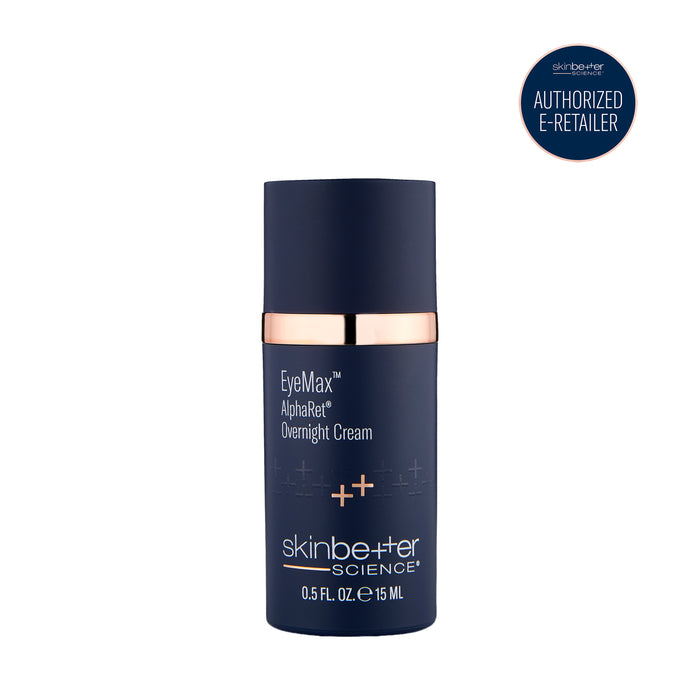 skinbetter EyeMax AlphaRet Overnight Cream 15 mL bottle with navy and rose-gold packaging