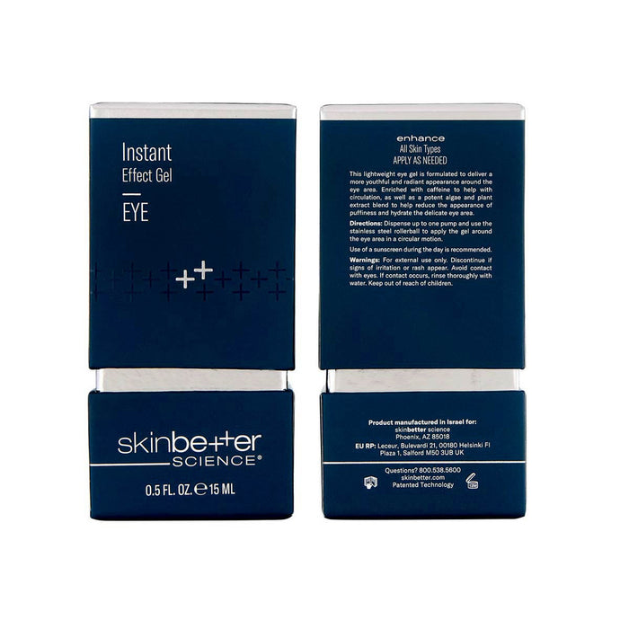 skinbetter Instant Effect Gel EYE 15 mL box packaging with dark blue design
