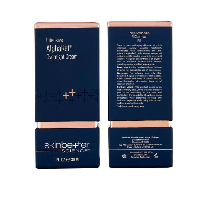 skinbetter Intensive AlphaRet Overnight Cream 30 mL box front and back