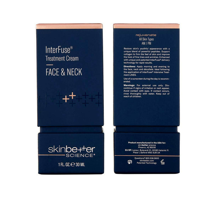 skinbetter InterFuse Treatment Cream FACE & NECK 30 mL box, front and back