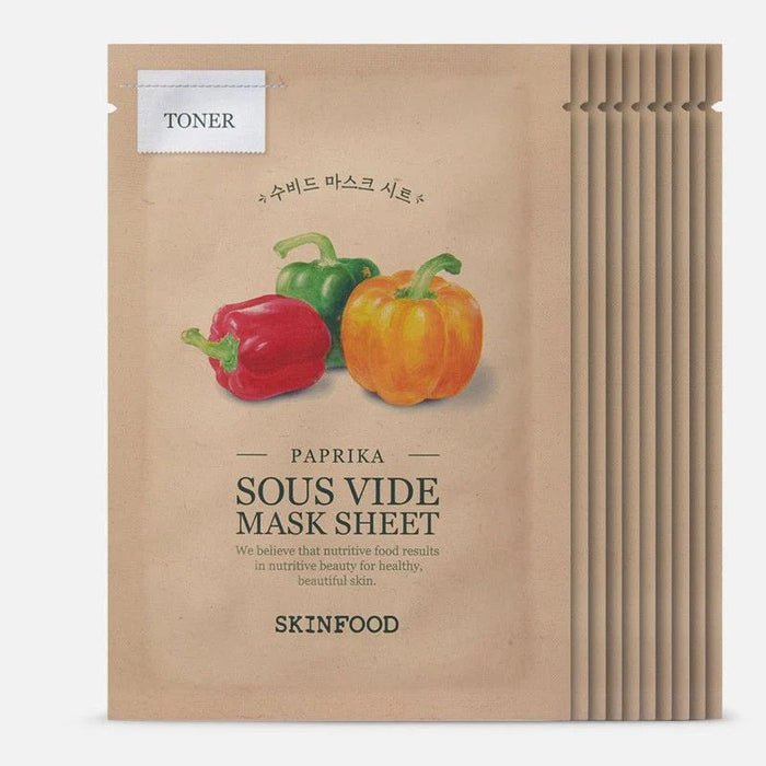SKINFOOD PAPRIKA SOUS VIDE MASK SHEET 10EA مجموعة الاقنعة الورقية بمستخلص البابريكا