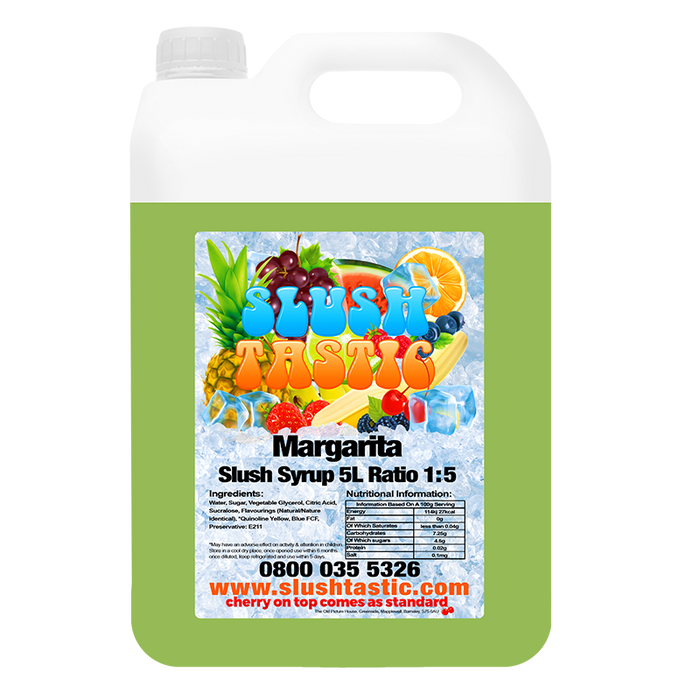 Corporate Vending Slush Syrup 5L Bottle Slushtastic Slush Syrup Margarita