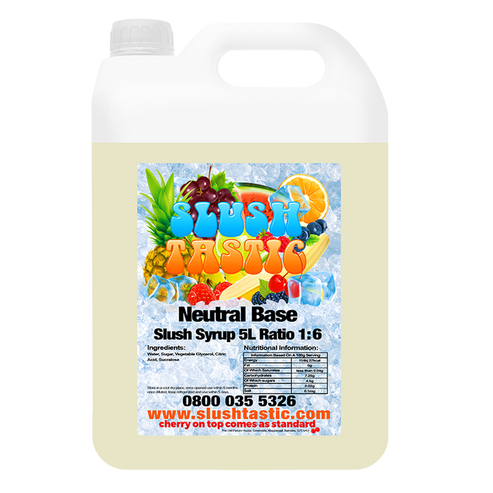 Corporate Vending Slush Syrup 5L Bottle Slushtastic Slush Syrup Neutral Base