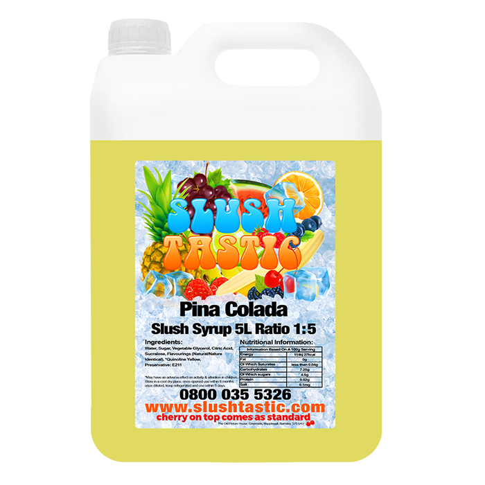 Corporate Vending Slush Syrup 5L Bottle Slushtastic Slush Syrup Pina Colada