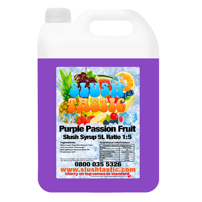 Corporate Vending Slush Syrup 5L Bottle Slushtastic Slush Syrup Purple Passion Fruit