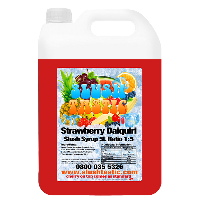Corporate Vending Slush Syrup 5L Bottle Slushtastic Slush Syrup Strawberry Daiquiri