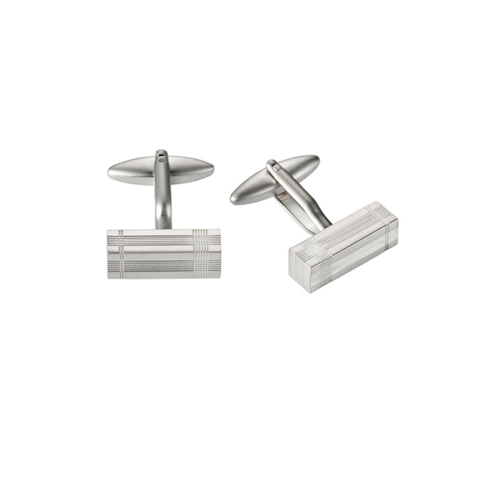 Small Rectangle Pearl Rhodium Cufflinks